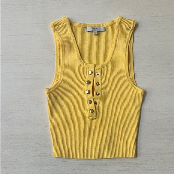 Love Tree Sunny Yellow Snap Tank Top - Picture 1 of 1